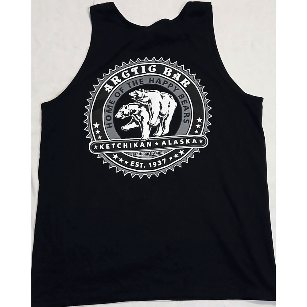 Arctic Bar Ketchikan Alaska Tank Top Mens Medium Bear Graphic Double Sided